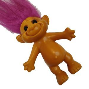 VTG AM(?) 1991 Troll 4" Doll w/ Pink Hair Unibrow Long Arms Outey Belly Button